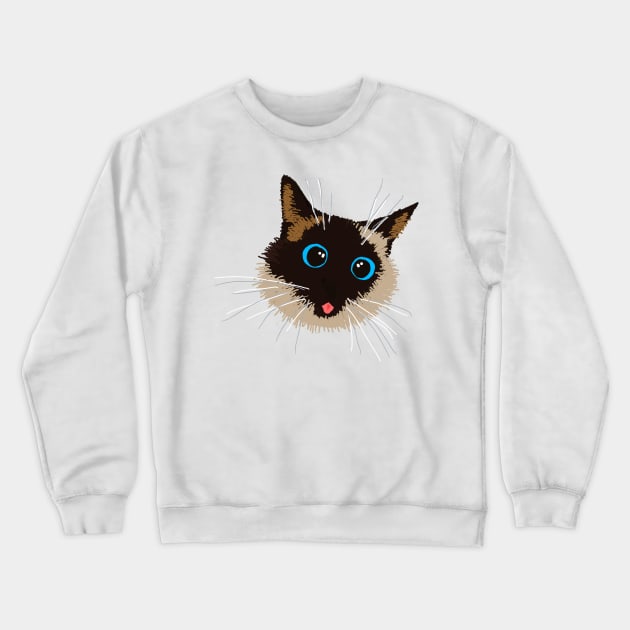 Siamese Cat silly Tongue Out Blep Crewneck Sweatshirt by TanoshiiNeko